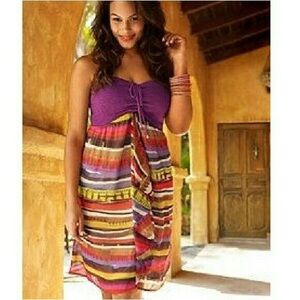 Lane Bryant, Strapless Mixed Media Chiffon Dress, Sz 14/16